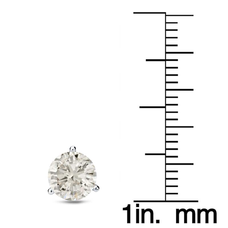 Platinum 1 CT to 2 CT TDW Certified Round Diamond Stud Earrings by Auriya (J-K, I1-I2)