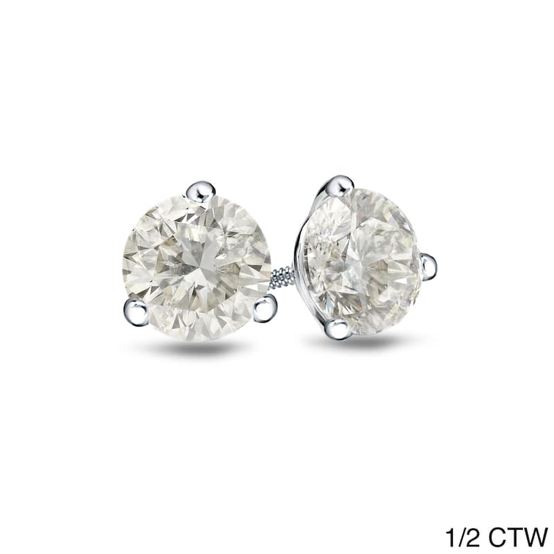 Auriya 1/4 to 3/4ctw Round Diamond Stud Earrings Platinum - 0.50ct