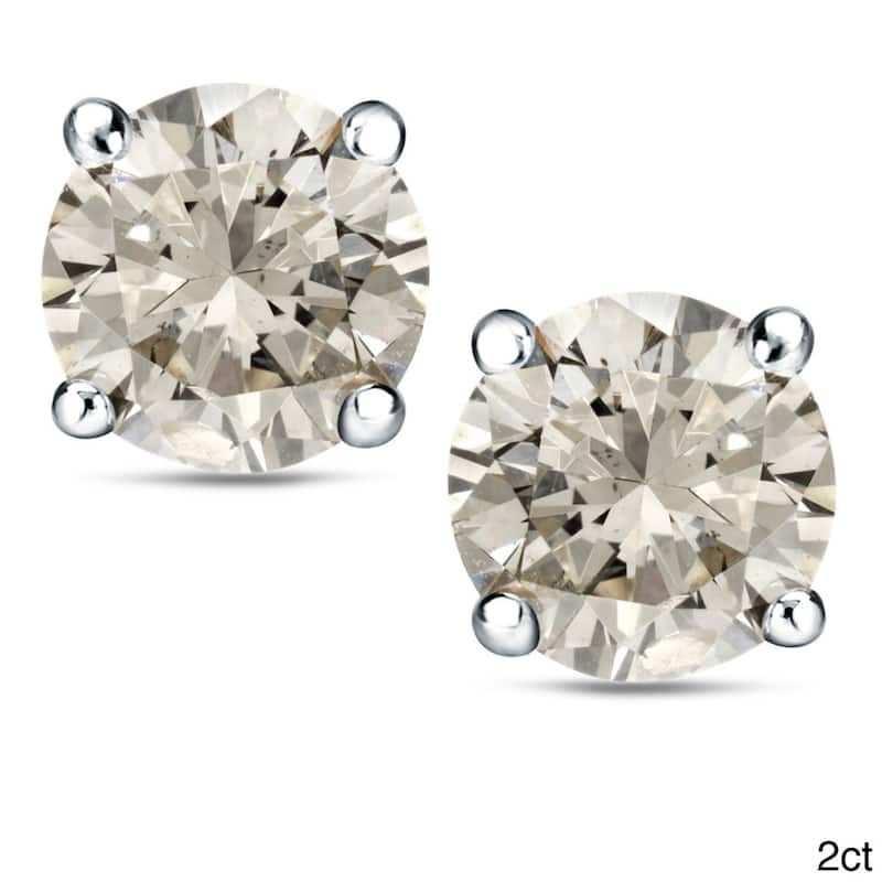 Platinum 1 Ct to 2 Ct TDW Certified Round Diamond Stud Earrings by Auriya - 2.00ct