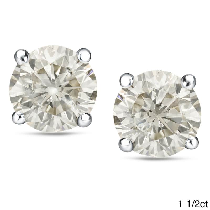 Platinum 1 Ct to 2 Ct TDW Certified Round Diamond Stud Earrings by Auriya - 1.50ct