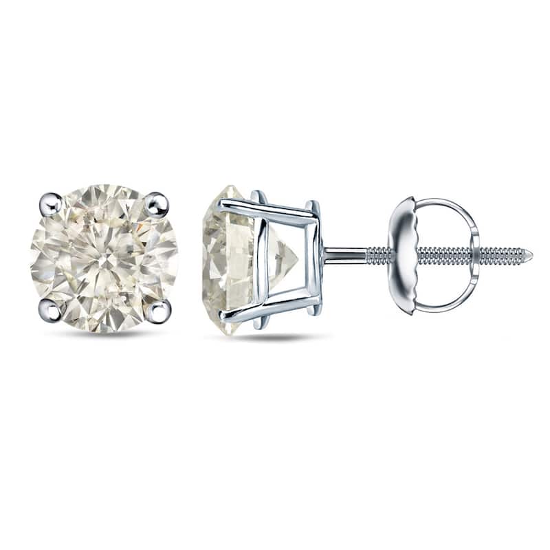 Platinum 1 Ct to 2 Ct TDW Certified Round Diamond Stud Earrings by Auriya