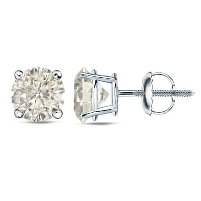Platinum 1 Ct to 2 Ct TDW Certified Round Diamond Stud Earrings by Auriya