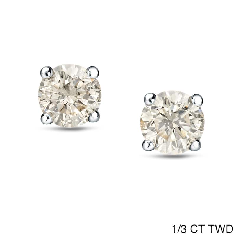 Platinum 1/4 Ct to 3/4 Ct TDW Round Diamond Stud Earrings by Auriya (J-K, I1-I2) - 0.33ct