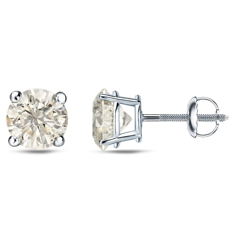 Platinum 1/4 Ct to 3/4 Ct TDW Round Diamond Stud Earrings by Auriya (J-K, I1-I2)