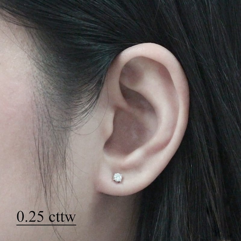 Platinum 1/4 Ct to 3/4 Ct TDW Round Diamond Stud Earrings by Auriya (J-K, I1-I2)