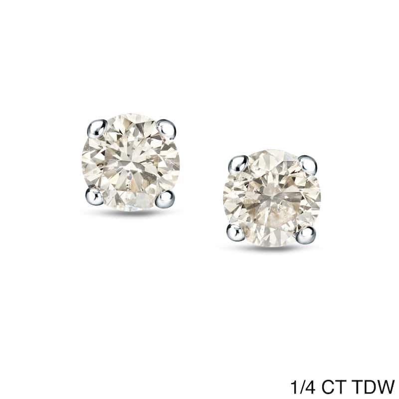 Platinum 1/4 Ct to 3/4 Ct TDW Round Diamond Stud Earrings by Auriya (J-K, I1-I2) - 0.25ct
