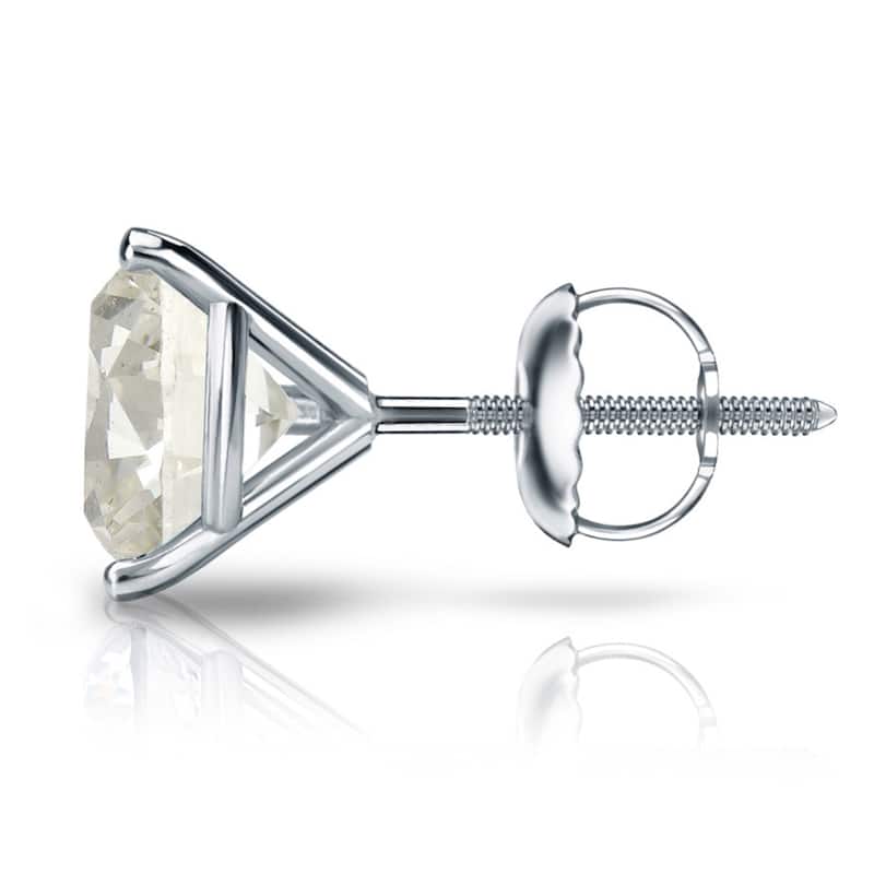 Auriya Platinum 1 to 2 carat TW 3-Prong Martini Round Diamond Stud Earrings Certified - H-I, SI1-SI2
