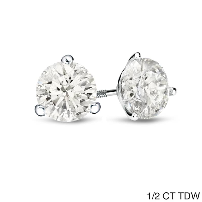 Auriya 1/4 to 3/4ctw Round Diamond Stud Earrings Platinum Martini-set - 0.50ct