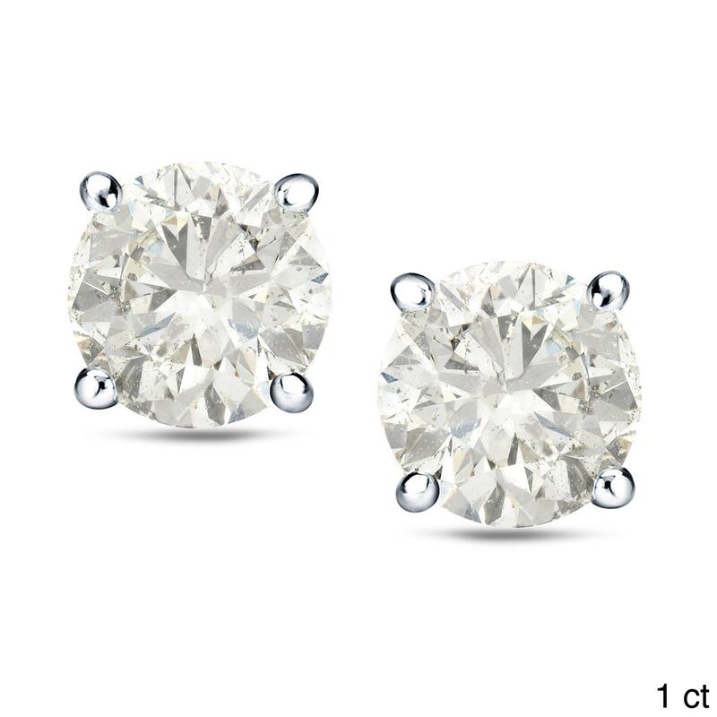 Auriya Platinum 1 to 2 carat TW Certified Round Diamond Stud Earrings (H-I, SI1-SI2) - H-I, SI1-SI2 - 1.00ct