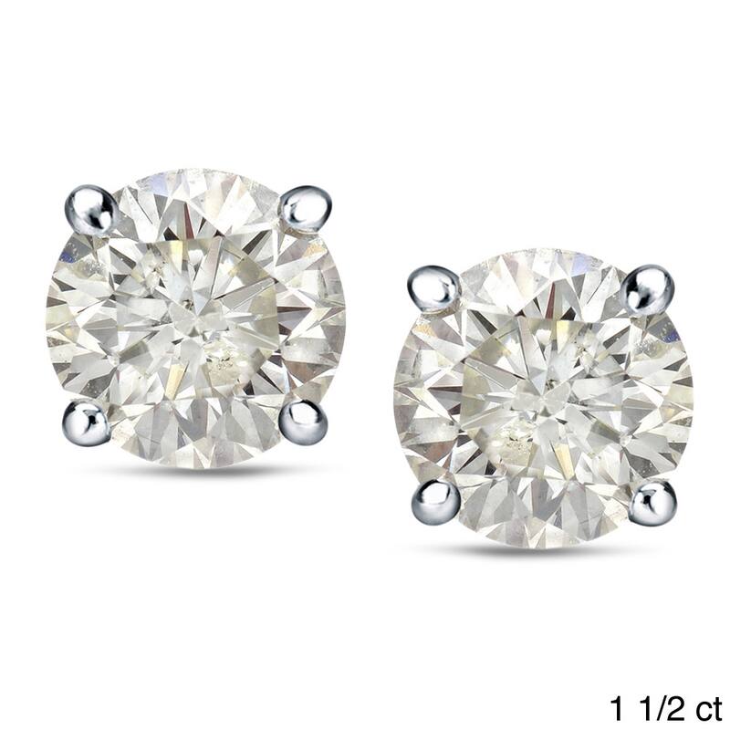 Auriya Platinum 1 to 2 carat TW Certified Round Diamond Stud Earrings (H-I, SI1-SI2) - H-I, SI1-SI2 - 1.50ct