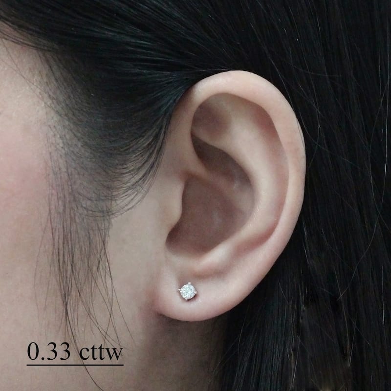 Platinum 1/4 Ct to 3/4 Ct TDW Round Diamond Stud Earrings by Auriya
