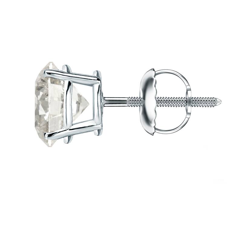 Platinum 1/4 Ct to 3/4 Ct TDW Round Diamond Stud Earrings by Auriya