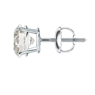 Platinum 1/4 Ct to 3/4 Ct TDW Round Diamond Stud Earrings by Auriya