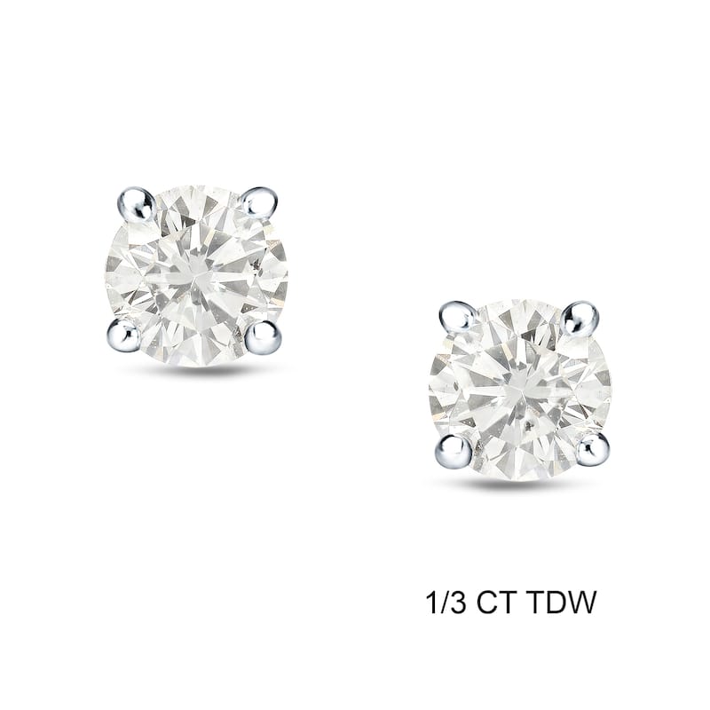 Platinum 1/4 Ct to 3/4 Ct TDW Round Diamond Stud Earrings by Auriya - 0.33ct