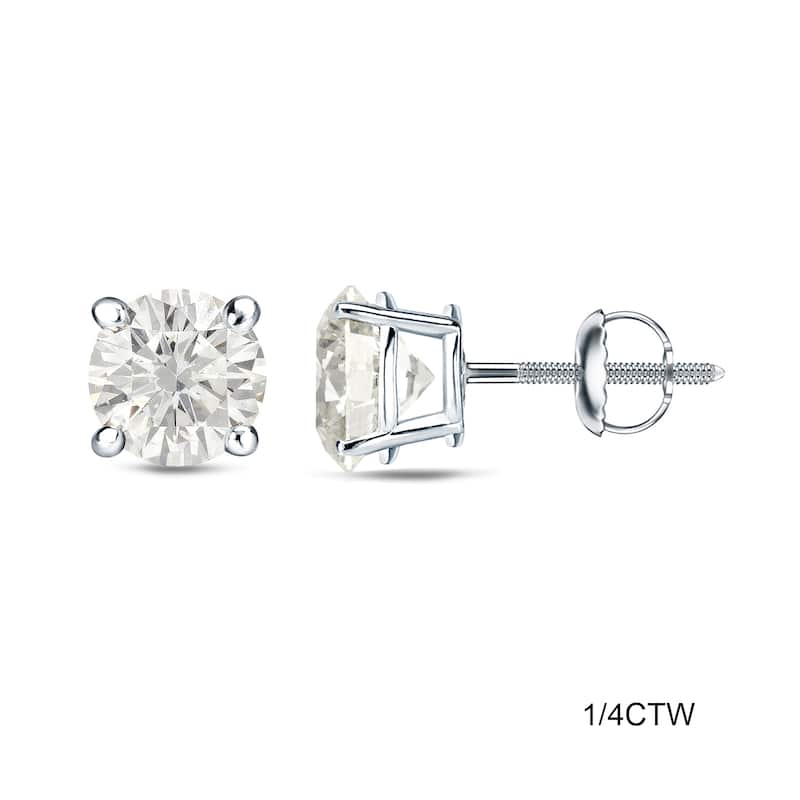 Platinum 1/4 Ct to 3/4 Ct TDW Round Diamond Stud Earrings by Auriya - 0.25ct