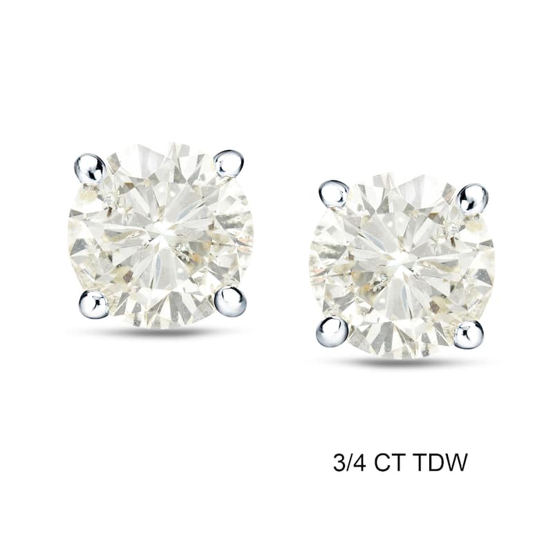 Platinum 1/4 Ct to 3/4 Ct TDW Round Diamond Stud Earrings by Auriya - 0.75ct