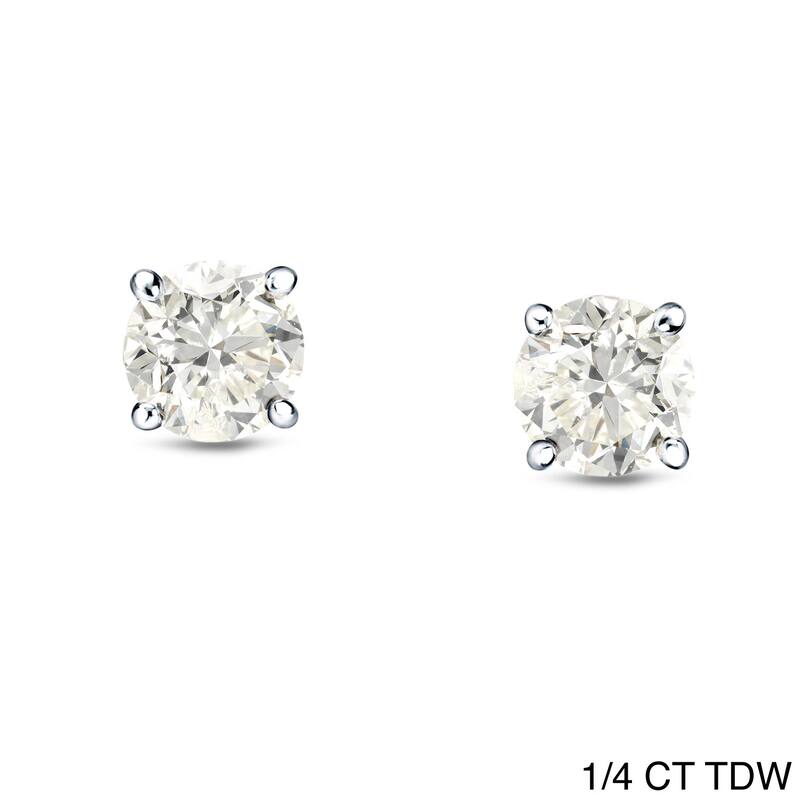 18k White Gold 1/4ct to 3/4ct TDW Round Diamond Stud Earrings by Auriya (H-I, SI1-SI2) - 0.25ct