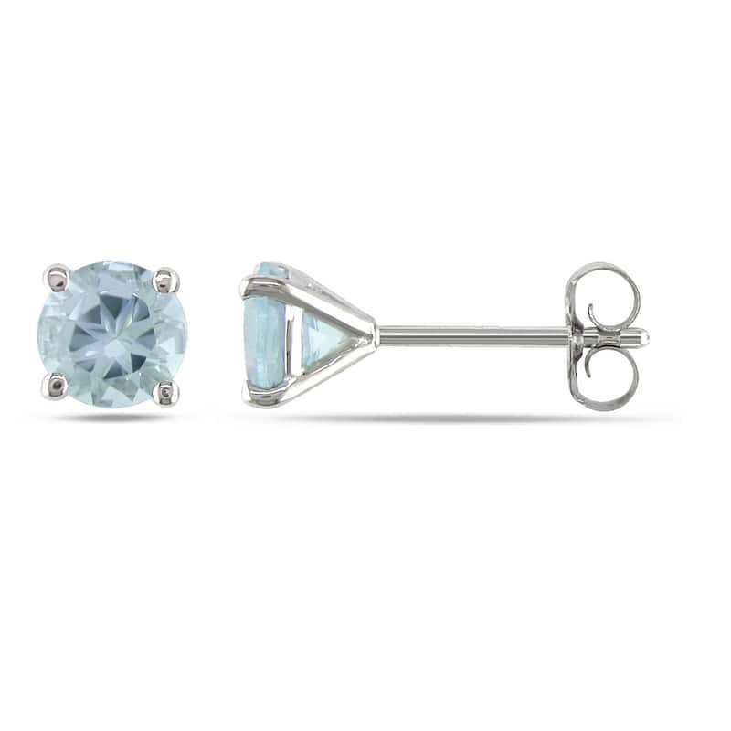 Miadora 14k White Gold Aquamarine Stud Earrings