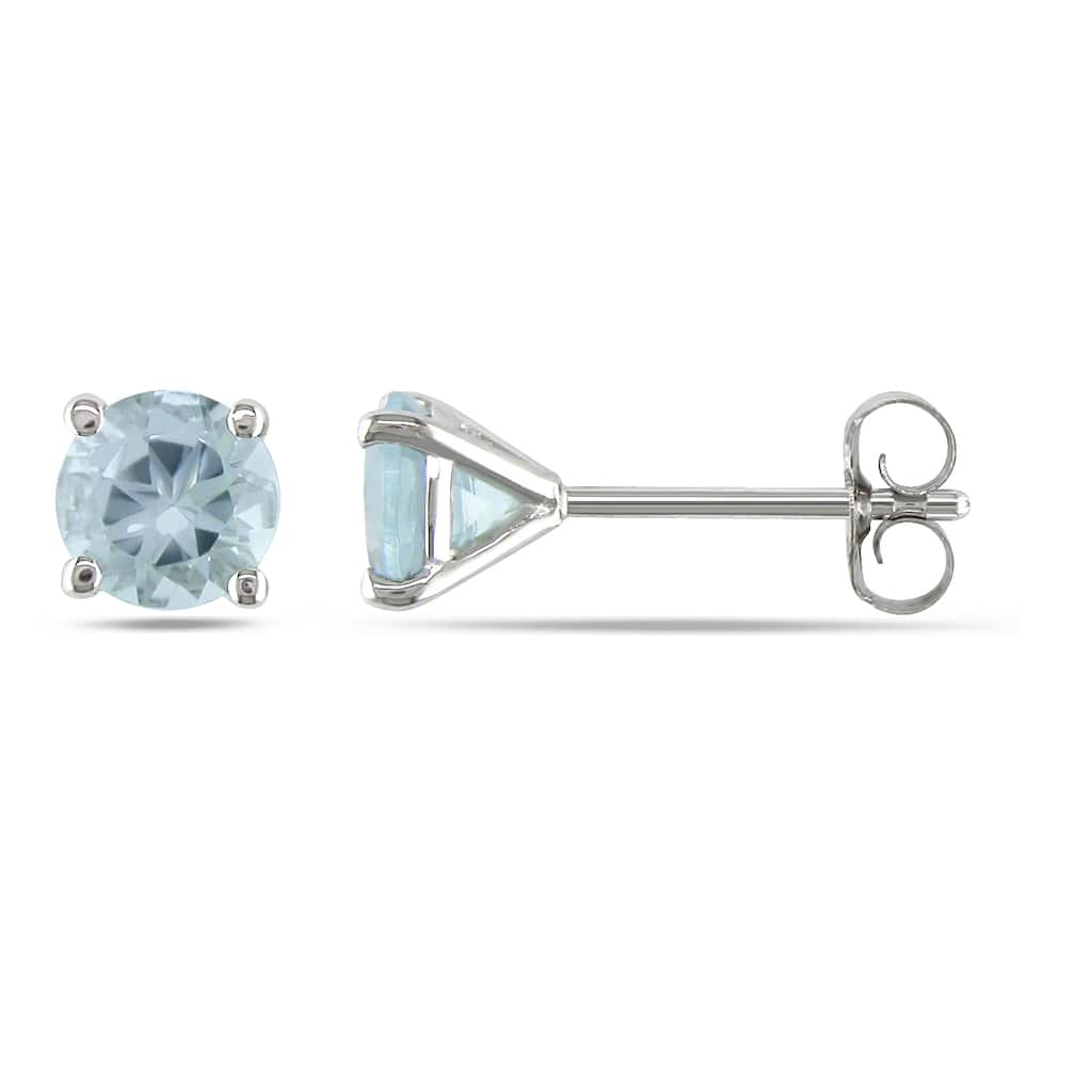 Miadora 14k White Gold Aquamarine Stud Earrings