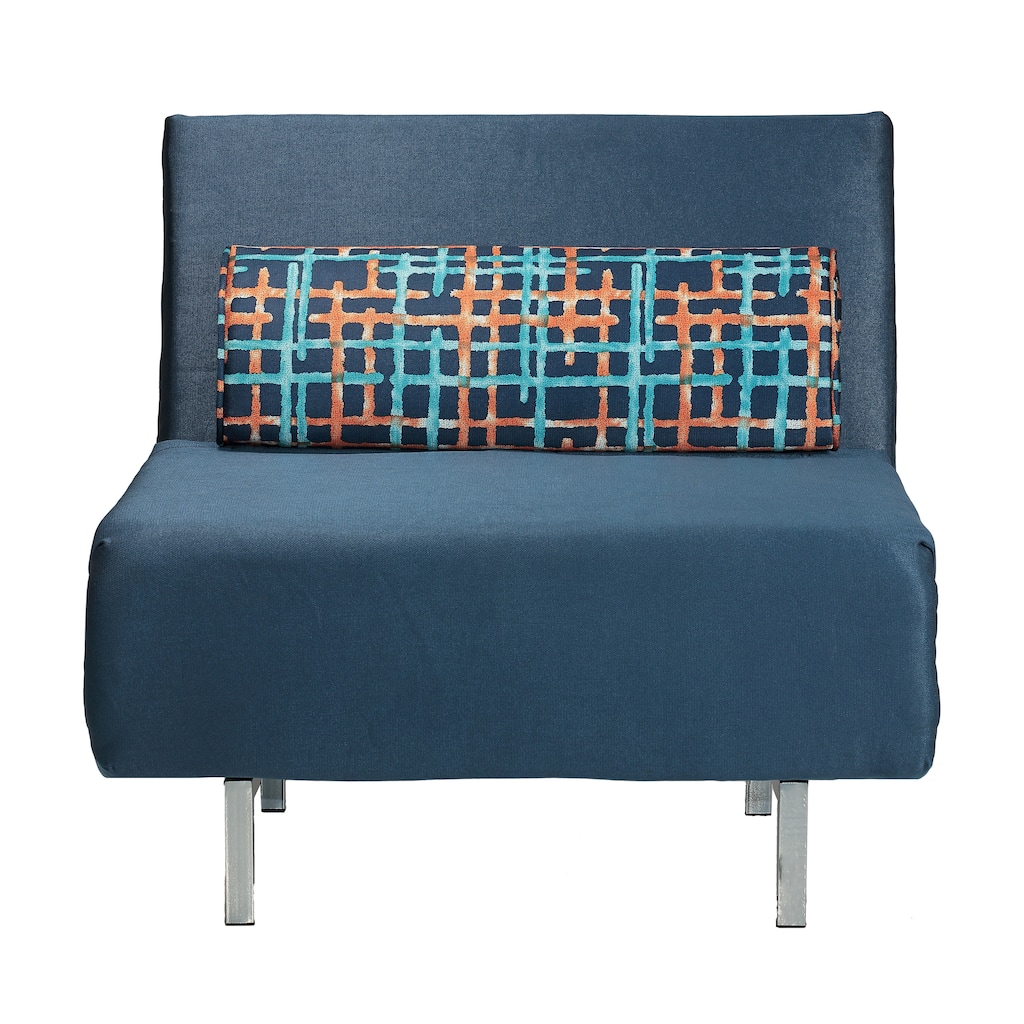 Cortesi Home Convertible Accent Chair Bed, Navy Blue
