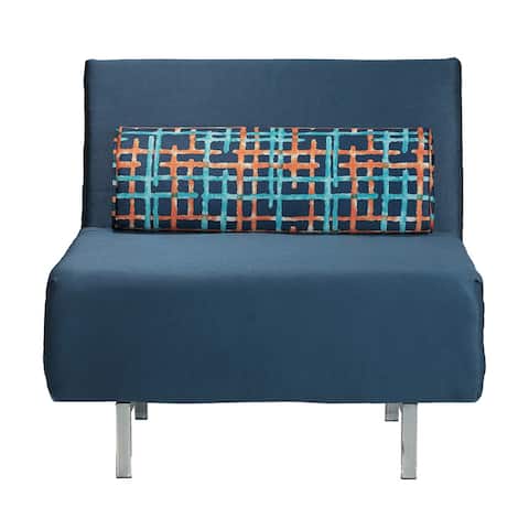 Cortesi Home Convertible Accent Chair Bed, Navy Blue