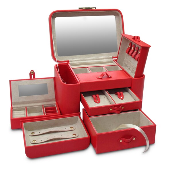 Shop Morelle Red Leather Two Side Pullout Jewelry Box Free Shipping