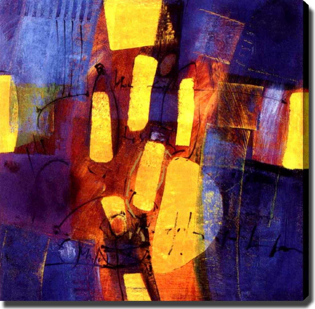 Abstract 'Blue and Yellow' Giclee Art on Canvas - Multi