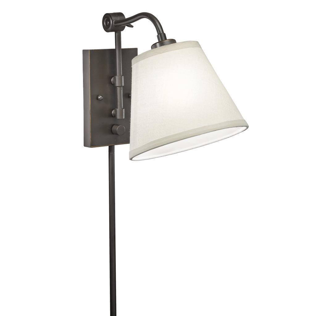 Swing Arm 1-light Plug-in Bronze Wall Lamp