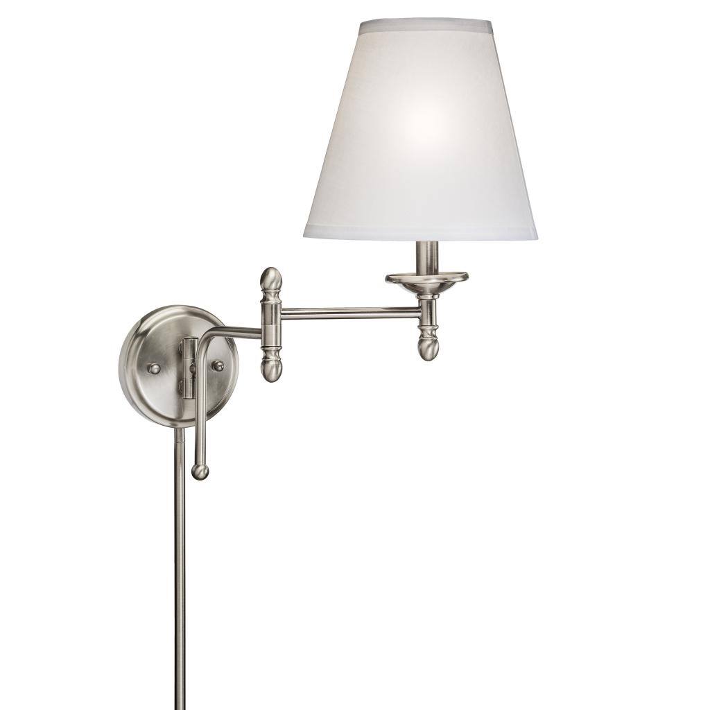 Swing Arm 1-light Plug-in Antique Pewter Wall Lamp