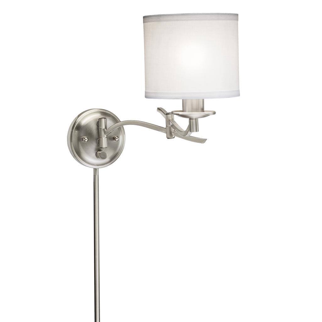 Swing Arm 1-light Plug-in Brushed Nickel Wall Lamp - Silver