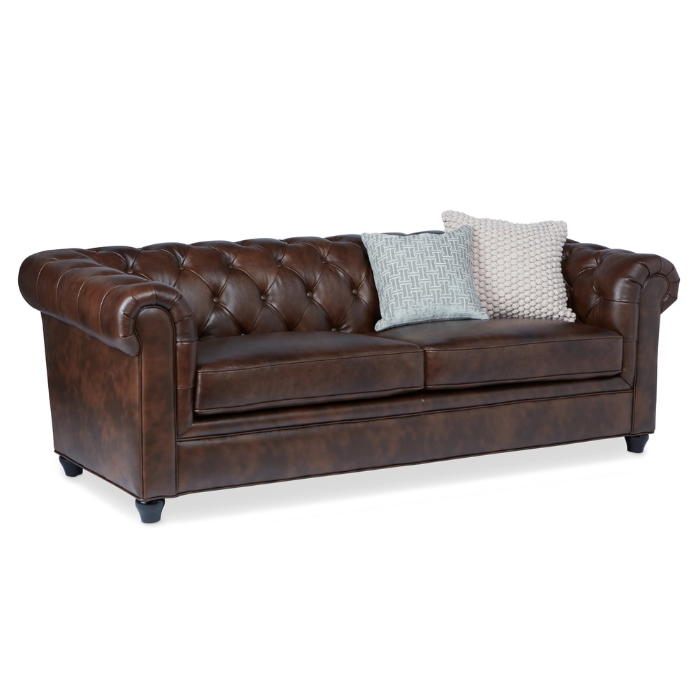 Abbyson Tuscan Top Grain Leather Button Tufted Chesterfield Sofa Bed Bath Beyond 8230103