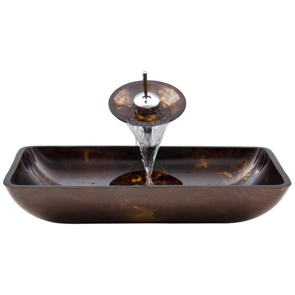 VIGO Rectangular Brown and Gold Fusion Glass Vessel Sink and Waterfall Faucet Set in Chrome 8b252346 40bd 44b9 8b4d 0c0f78114ff0_600