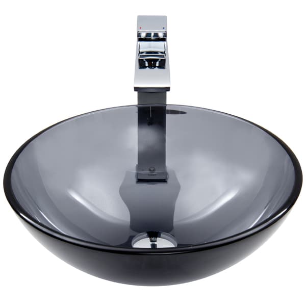 Shop VIGO Sheer Black Glass Vessel Sink and Faucet Set in Chrome On