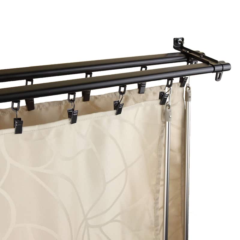 InStyleDesign Regal Black Adjustable Double Curtain Rod Track
