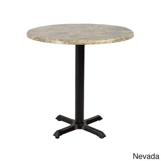 Valencia 28 inch Round Patio Dining Table (Wenge, Light Oak, Nevada, Colorado, Brushed Silver, Black Granite, Stone, Teak, Arizona, Black, Maple, Mahogany Materials Powder coated cast iron/wood/resinFinish Espresso weaveWeather resistantUV protectionDim