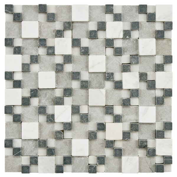 SomerTile 12x12 inch Griselda Gaodi Charcoal Natural Stone Mosaic Wall