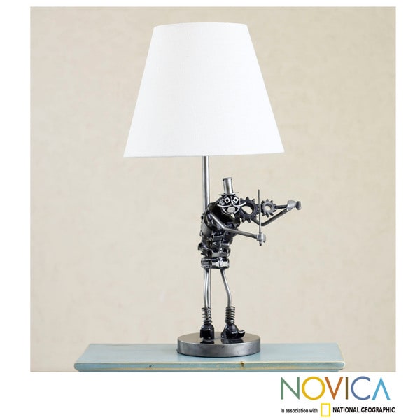 Handmade Recycled Metal 'Rustic Fiddler' Table Lamp (Mexico)