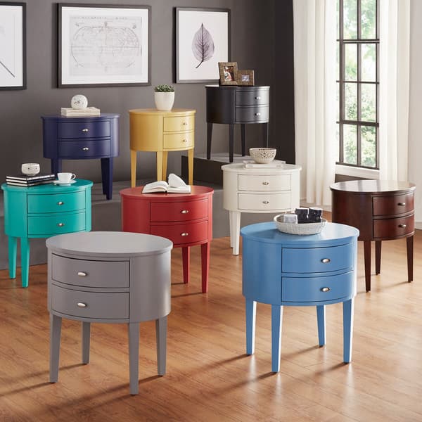 Shop Aldine 2 Drawer Oval Wood Accent Table By Inspire Q Bold On