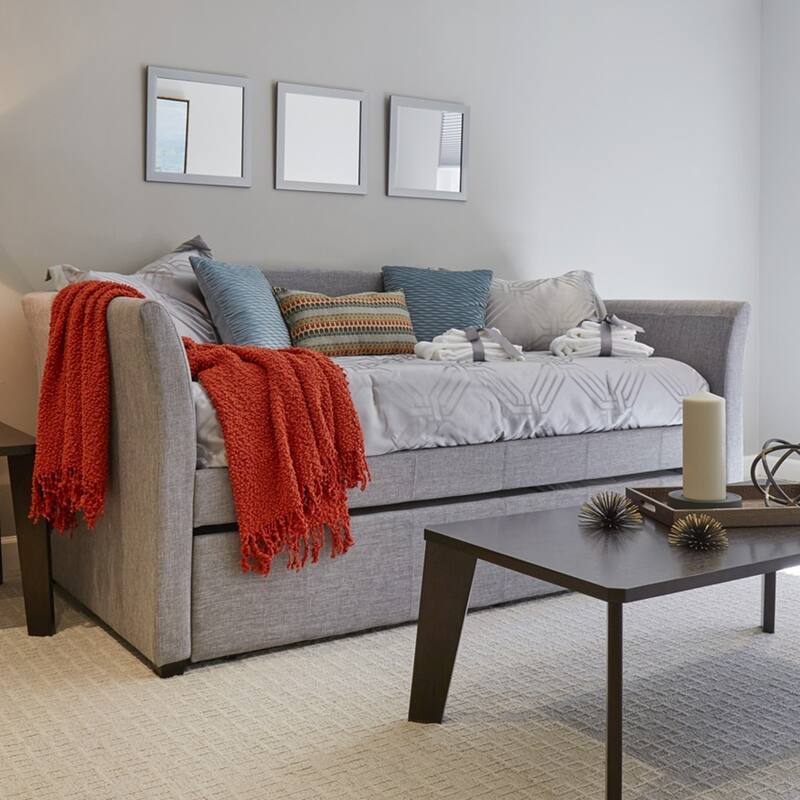 Deco Linen Rolled Arm Daybed and Trundle by iNSPIRE Q Bold