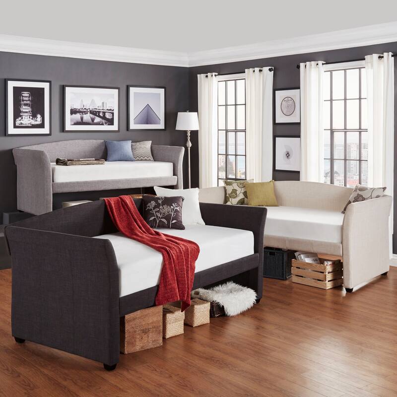 Deco Linen Rolled Arm Daybed and Trundle by iNSPIRE Q Bold
