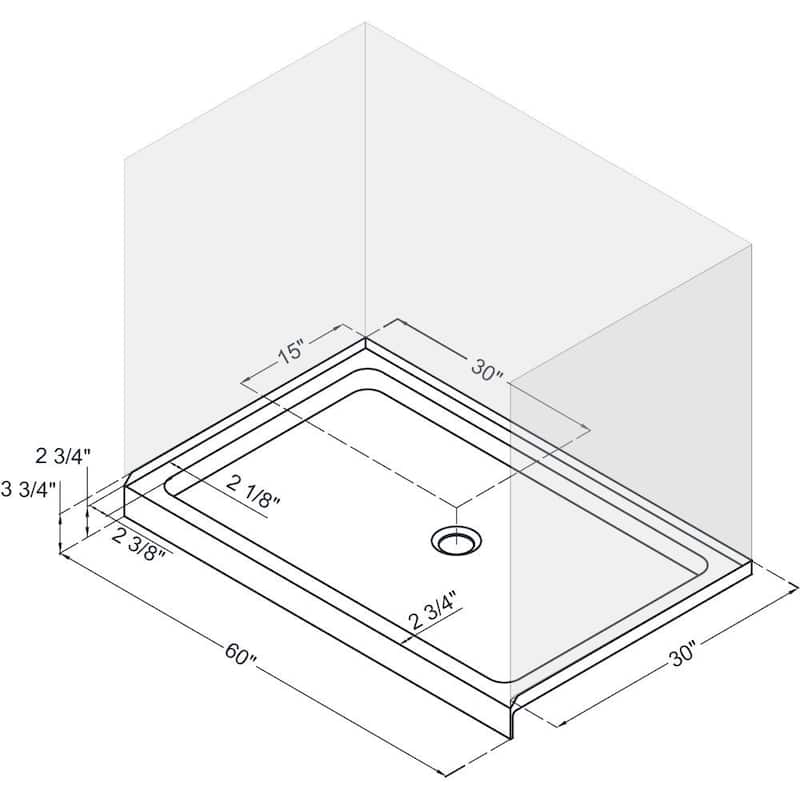 DreamLine Duet 30 in. D x 60 in. W x 74 3/4 in. H Bypass Sliding Shower Door and Shower Base Kit