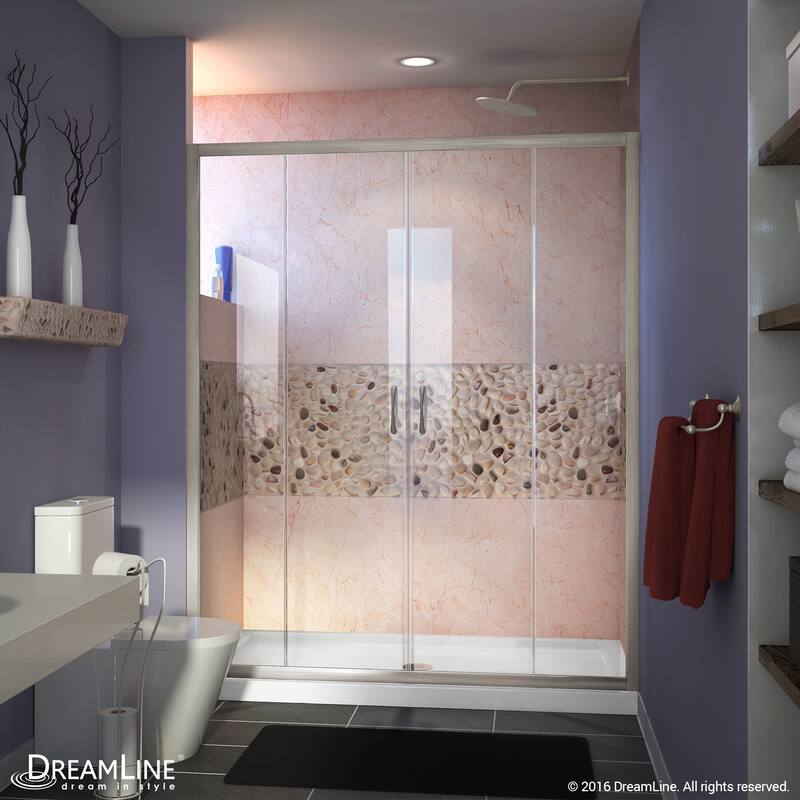 DreamLine Visions 30 in. D x 60 in. W x 74 3/4 in. H Sliding Shower Door and Shower Base Kit
