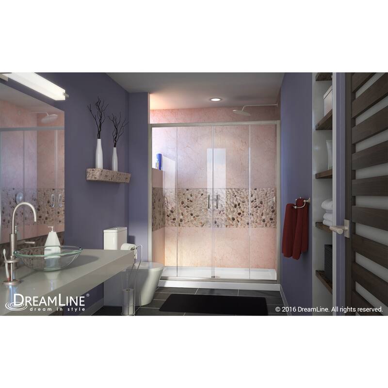 DreamLine Visions 30 in. D x 60 in. W x 74 3/4 in. H Sliding Shower Door and Shower Base Kit