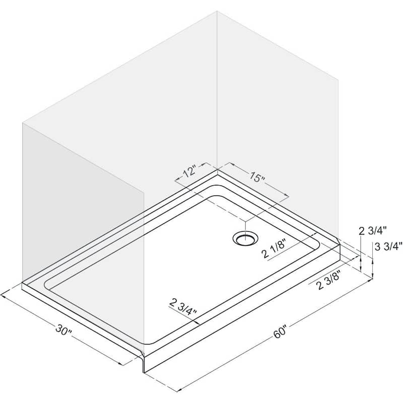 DreamLine Visions 30 in. D x 60 in. W x 74 3/4 in. H Sliding Shower Door and Shower Base Kit