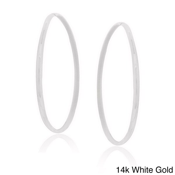 Mondevio 14k Gold 11mm Endless Diamond Cut Hoop Earrings