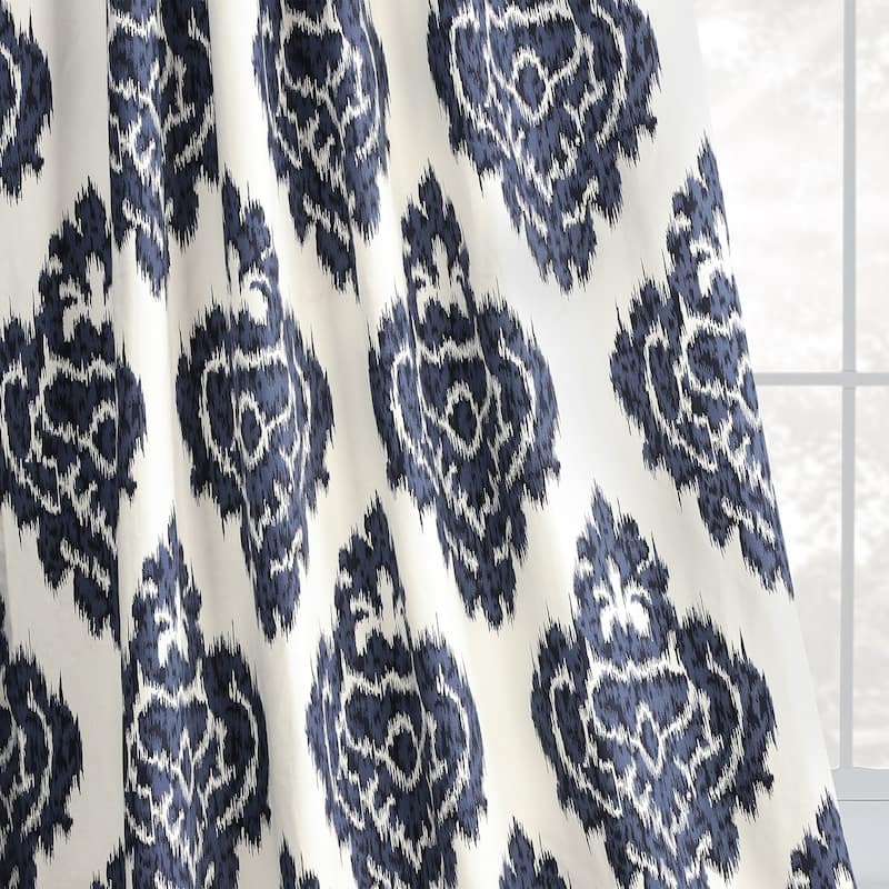 Exclusive Fabrics Ikat Black Printed Cotton Single Curtain (1 Panel)