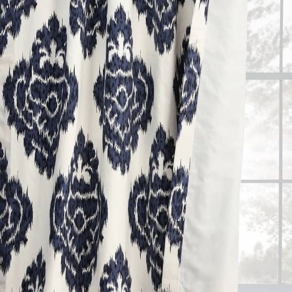 Exclusive Fabrics Ikat Blue Printed Cotton Curtain Panel 8232606 Exclusive Fabrics Ikat Blue Printed