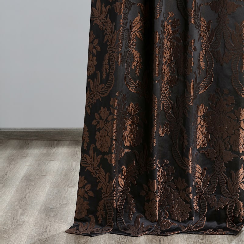 Exclusive Fabrics Magdelena Black/Copper Faux Silk Jacquard Curtain (1 Panel)