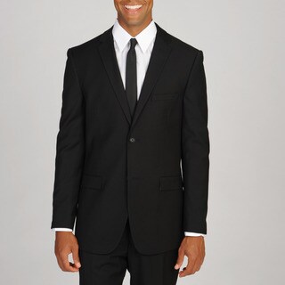 West End Men's Young Look Slim Fit Wool Feel 2-button Black Suit