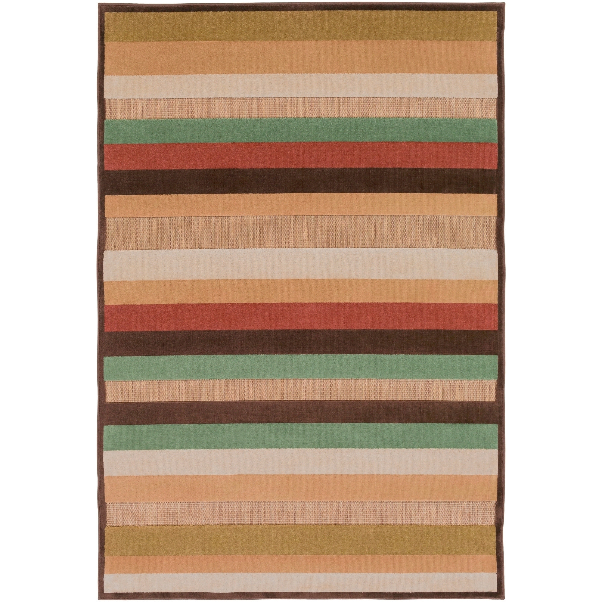 Khaldun Meticulously Woven Brown Outdoor Stripe Rug (47 X 67)
